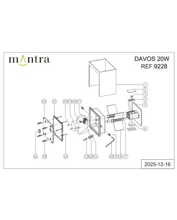 DAVOS * APLIQUE LED 20W 3000K DIM ORO